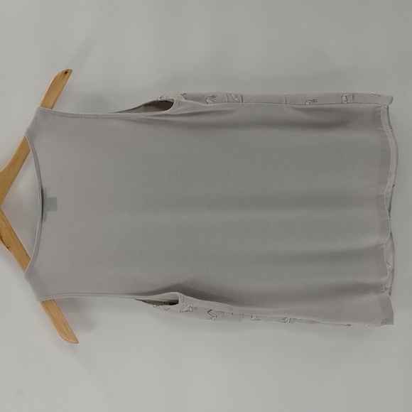 Attention brand paper crane print gray size small sleeveless ruffle tier stretch - Picture 8 of 8